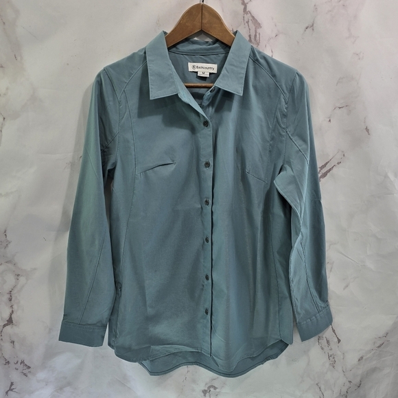 Backcountry Shirt Womens Medium Blue Button Up Long Sleeve Cardiff Polyester - Picture 1 of 13